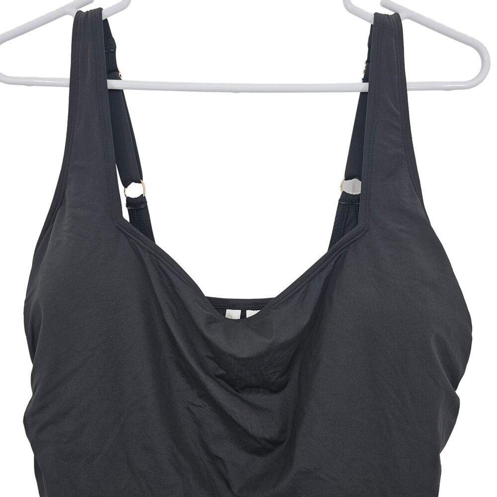 Anne Cole Womans size 16 Live in Color Square Neck One-Piece Swimsuit Black NEW - Picture 2 of 8